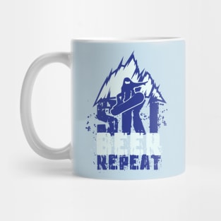 Ski Beer Repeat - Funny skiing gift Mug